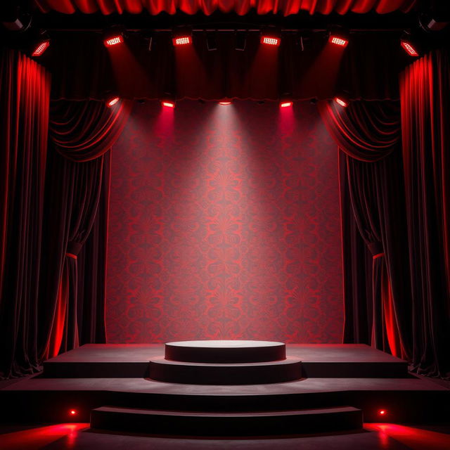 A stunning stage design featuring a color scheme of black and red