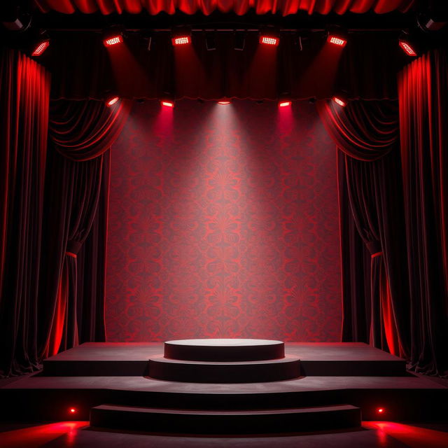 A stunning stage design featuring a color scheme of black and red