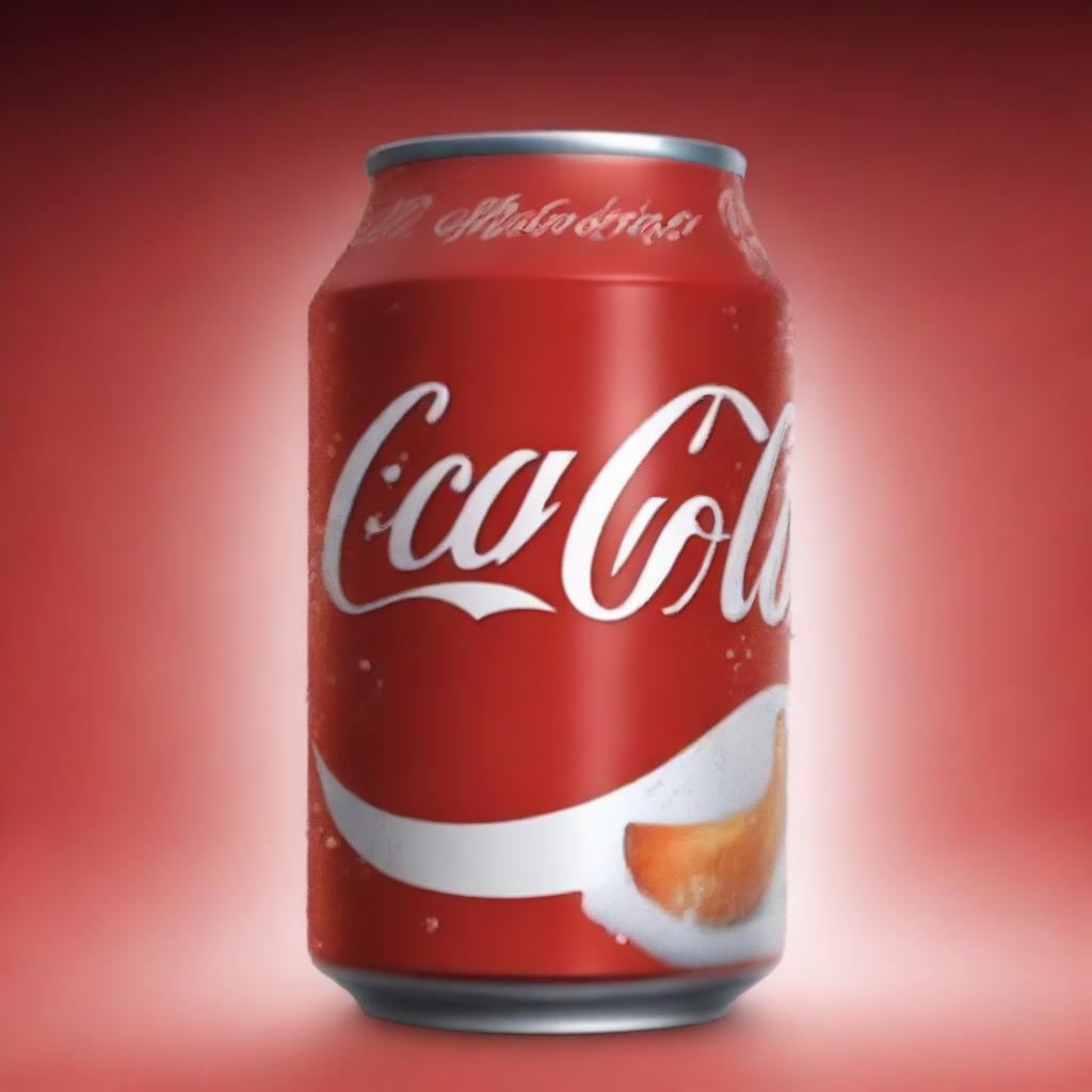 An image, rendered in high-quality digital art, showcases a can of Coca Cola with a twist