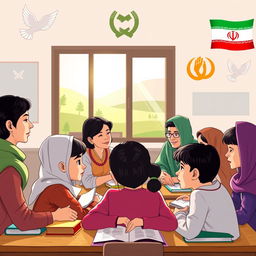 A thought-provoking illustration representing the path to reconciliation in schools in Iran