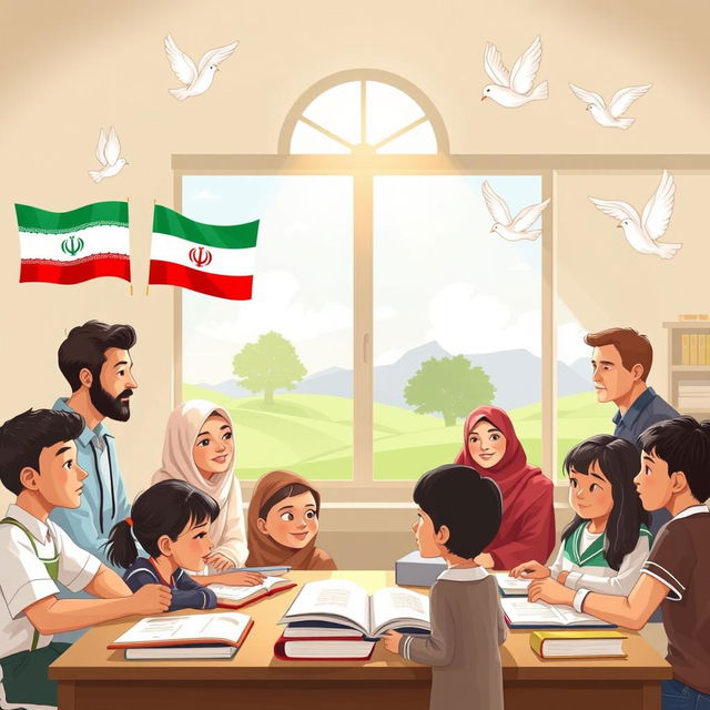 A thought-provoking illustration representing the path to reconciliation in schools in Iran