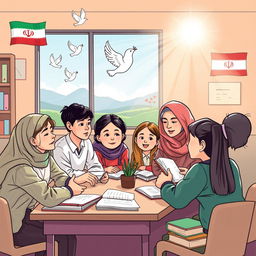 A thought-provoking illustration representing the path to reconciliation in schools in Iran