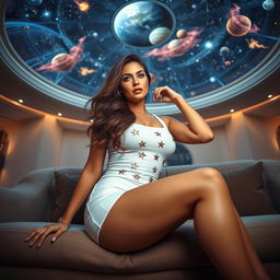A full body image of a sexy mature woman (MILF) in a glamorous pose