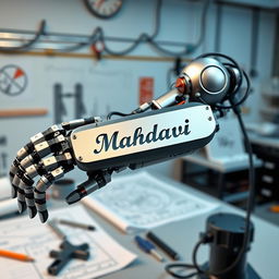 A robotic mechanical arm designed for engineering projects, showcasing advanced features such as articulated joints, precision grip, and a sleek metallic finish