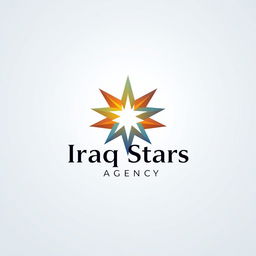 A vibrant and modern logo design for the Iraq Stars Agency, featuring a stylized star symbol that conveys excellence and aspiration