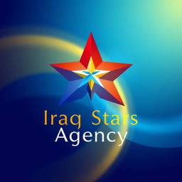 A vibrant and modern logo design for the Iraq Stars Agency, featuring a stylized star symbol that conveys excellence and aspiration