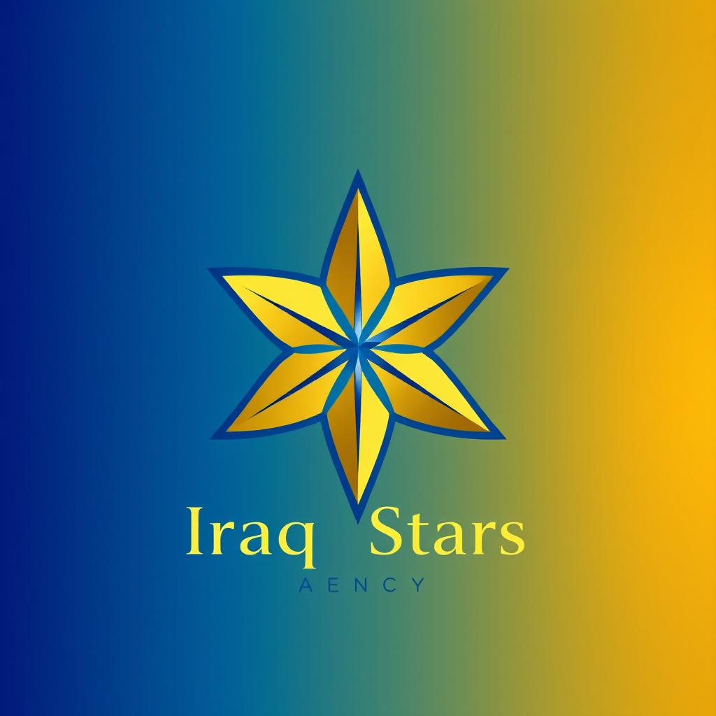 A vibrant and modern logo design for the Iraq Stars Agency, featuring a stylized star symbol that conveys excellence and aspiration