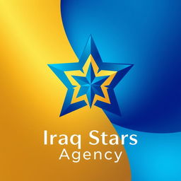 A vibrant and modern logo design for the Iraq Stars Agency, featuring a stylized star symbol that conveys excellence and aspiration