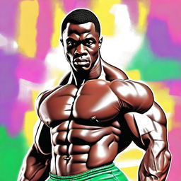 A high-quality digital art image of a handsome Nigerian bodybuilder