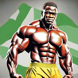 A high-quality digital art image of a handsome Nigerian bodybuilder