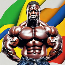 A high-quality digital art image of a handsome Nigerian bodybuilder