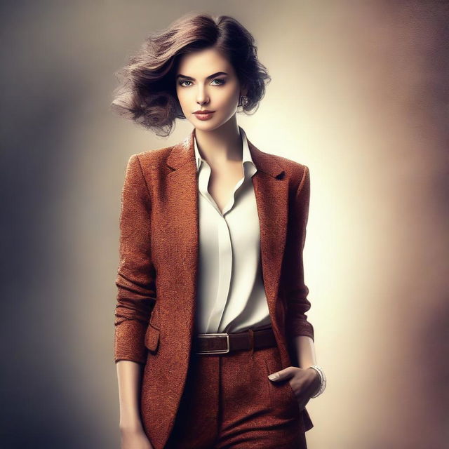 A digital art image of a confident, stylish woman