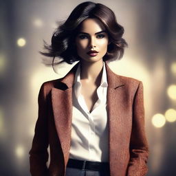 A digital art image of a confident, stylish woman