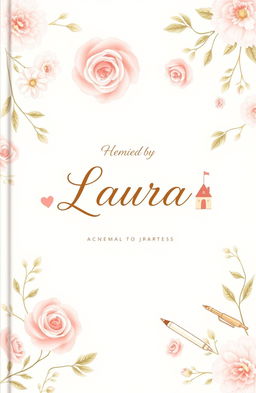 A beautifully designed memoir cover dedicated to a woman named Laura, featuring an elegant floral background with soft pastel colors