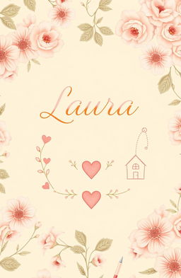 A beautifully designed memoir cover dedicated to a woman named Laura, featuring an elegant floral background with soft pastel colors