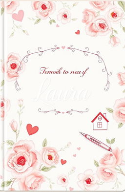 A beautifully designed memoir cover dedicated to a woman named Laura, featuring an elegant floral background with soft pastel colors