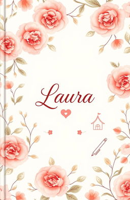 A beautifully designed memoir cover dedicated to a woman named Laura, featuring an elegant floral background with soft pastel colors