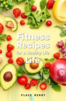A vibrant e-book cover for a fitness recipe book