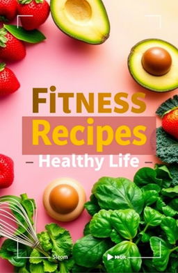 A vibrant e-book cover for a fitness recipe book