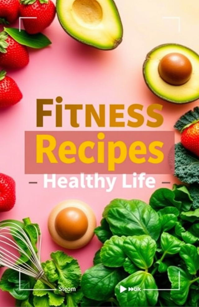 A vibrant e-book cover for a fitness recipe book