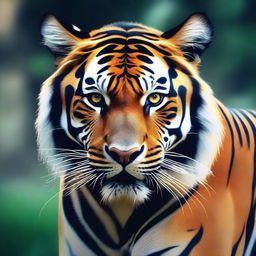 A digital art piece of a monstrous harimau, an Indonesian tiger