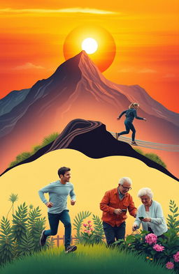An inspiring scene depicting a diverse group of individuals overcoming challenges and thriving in life