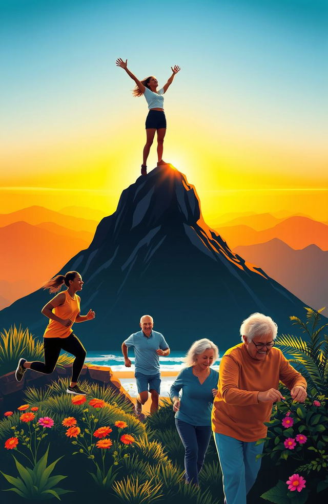 An inspiring scene depicting a diverse group of individuals overcoming challenges and thriving in life
