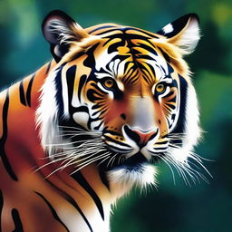 A digital art piece of a monstrous harimau, an Indonesian tiger