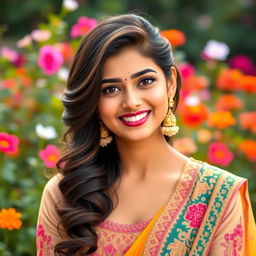 A stunning portrait of a beautiful Indian actress, Rashmika Mandanna, radiating confidence and charm