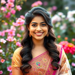 A stunning portrait of a beautiful Indian actress, Rashmika Mandanna, radiating confidence and charm