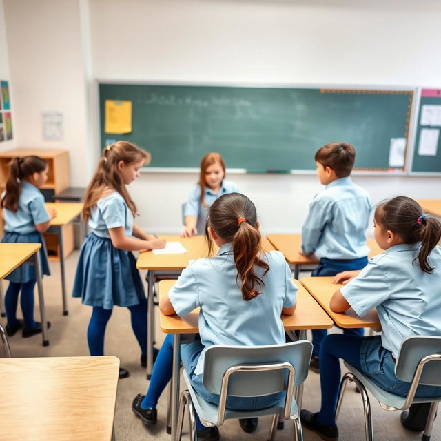 A real-life classroom setting with students engaged in a group workshop