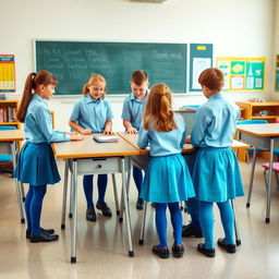 A real-life classroom setting with students engaged in a group workshop