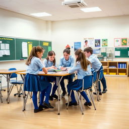 A real-life classroom setting with students engaged in a group workshop