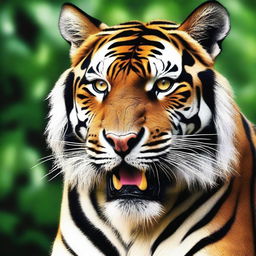 A hyper-realistic digital art of a 'Harimau Berduri', a tiger adorned with spikes