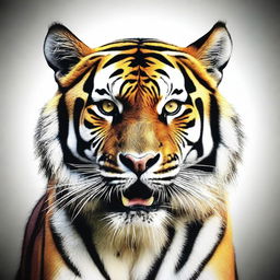 A hyper-realistic digital art of a 'Harimau Berduri', a tiger adorned with spikes