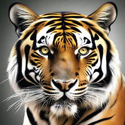 A hyper-realistic digital art of a 'Harimau Berduri', a tiger adorned with spikes