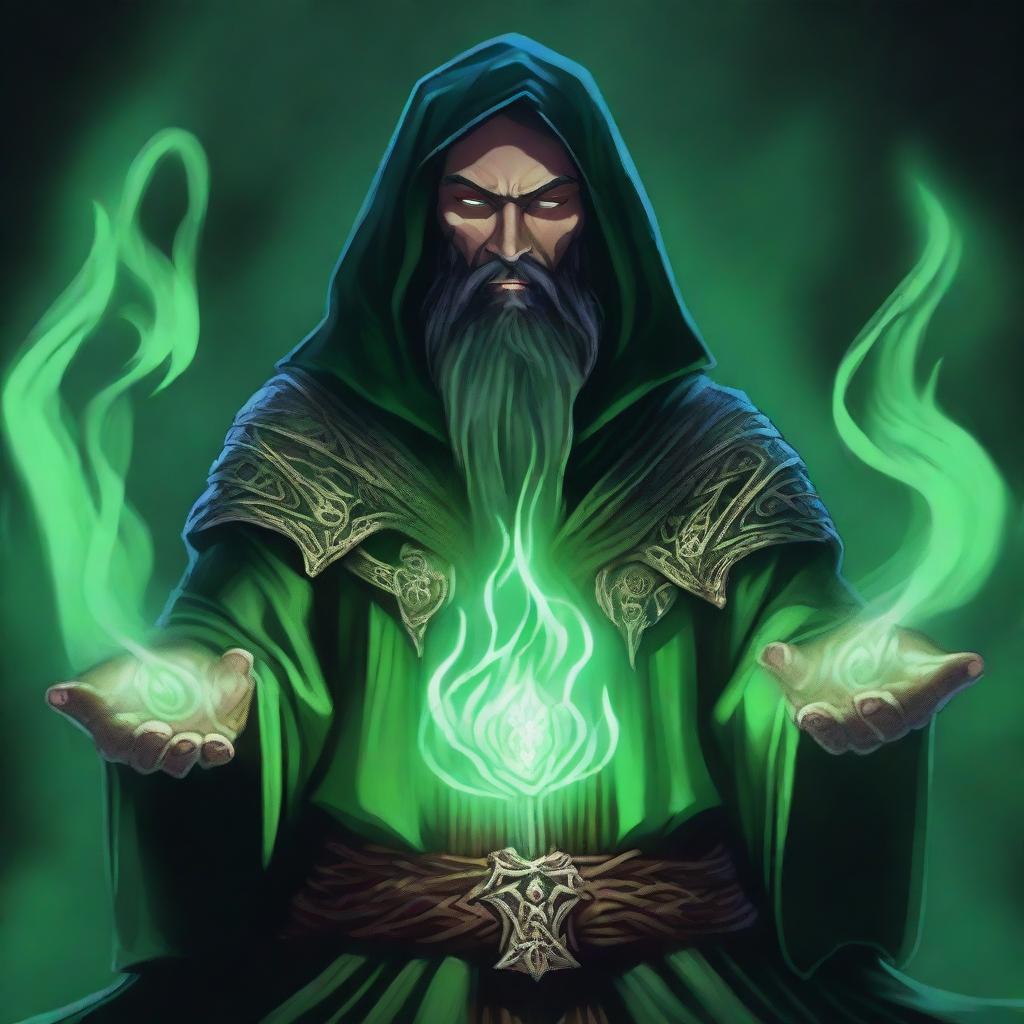 A high-quality digital art image captures a Dungeons and Dragons-style necromancy wizard