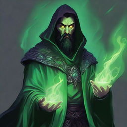 A high-quality digital art image captures a Dungeons and Dragons-style necromancy wizard