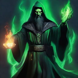 A high-definition digital art image showcases a necromancy wizard from the world of Dungeons and Dragons