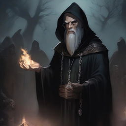 This is a high-resolution digital art image portraying a necromancy wizard from Dungeons and Dragons