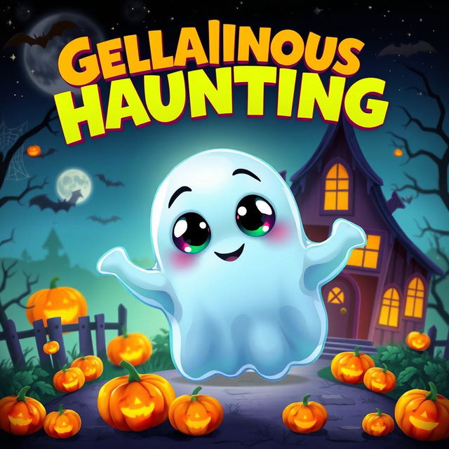 A vibrant movie poster featuring a friendly, cartoonish gelatin ghost character