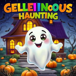 A vibrant movie poster featuring a friendly, cartoonish gelatin ghost character