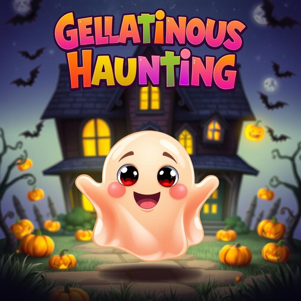 A vibrant movie poster featuring a friendly, cartoonish gelatin ghost character