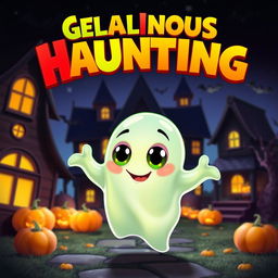 A vibrant movie poster featuring a friendly, cartoonish gelatin ghost character