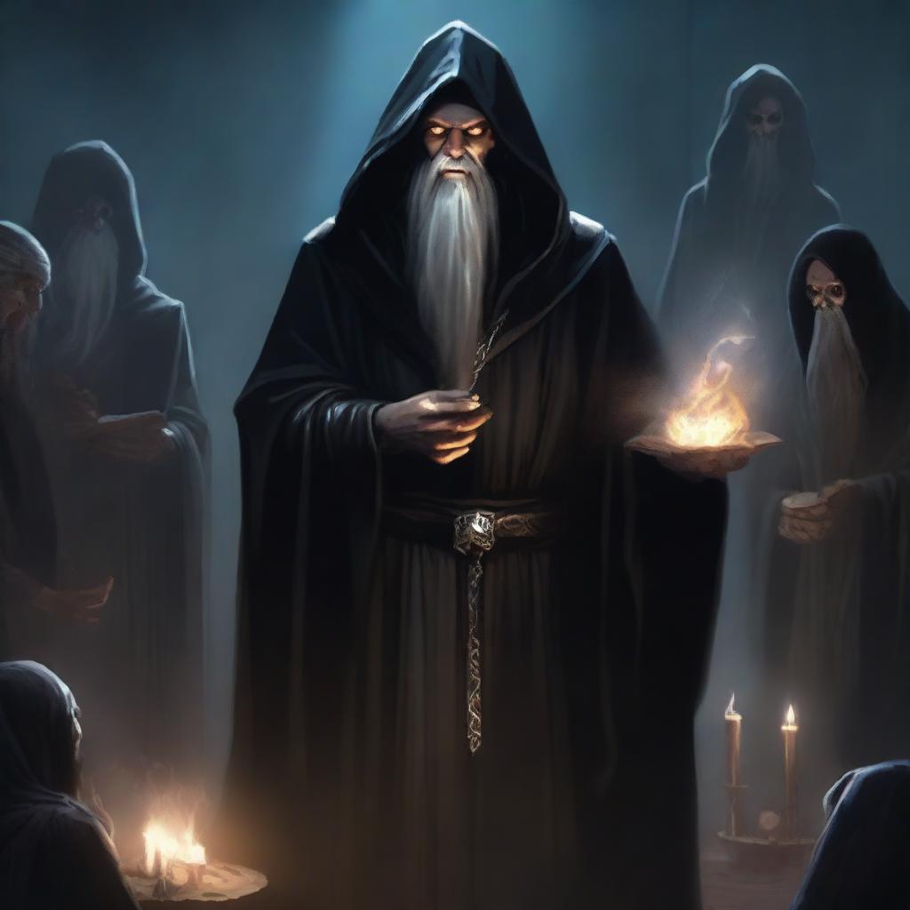 This is a high-resolution digital art image portraying a necromancy wizard from Dungeons and Dragons