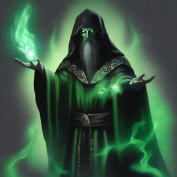 This digital art image of the highest quality features a necromancy wizard from Dungeons and Dragons