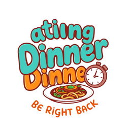 A fun and playful logo design for 'Eating Dinner Be Right Back'