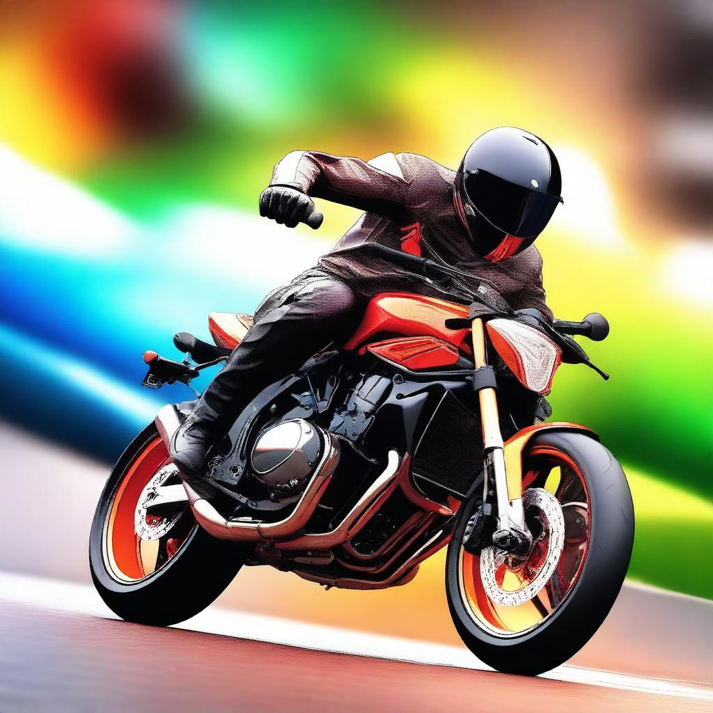 A digital art image of a super sports motorbike performing a daring wheelie