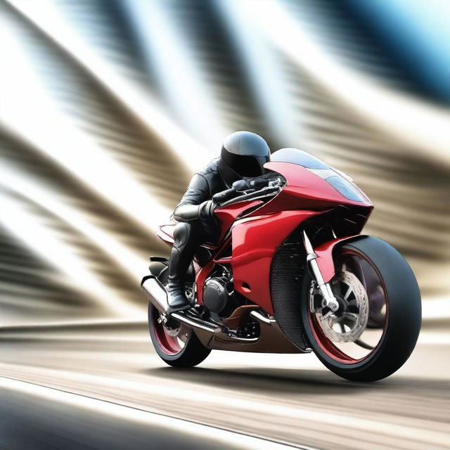 A high-quality digital art image presents the fastest motorbike in the world, speeding down a highway