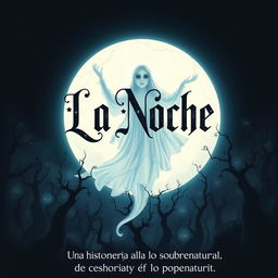 A movie poster featuring a mystical ghost named 'La Noche', illustrated in a captivating and eerie style